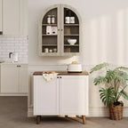 Meuble mural arqué avec portes vitrées et étagères réglables, Armoire de rangement murale pour salle de bain, cuisine, buanderie