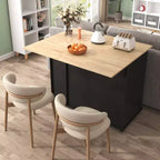 Îlot de cuisine avec abattant, organisateur d'armoire coulissant à 3 niveaux, chariot de cuisine roulant sur roulettes avec porte-serviettes, 2 tiroirs, noir