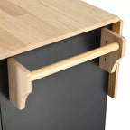 Îlot de cuisine avec abattant, organisateur d'armoire coulissant à 3 niveaux, chariot de cuisine roulant sur roulettes avec porte-serviettes, 2 tiroirs, noir