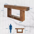 Table console en bois de 63 pouces, table de canapé rectangulaire pour entrée, couloir, salon et hall, style ferme