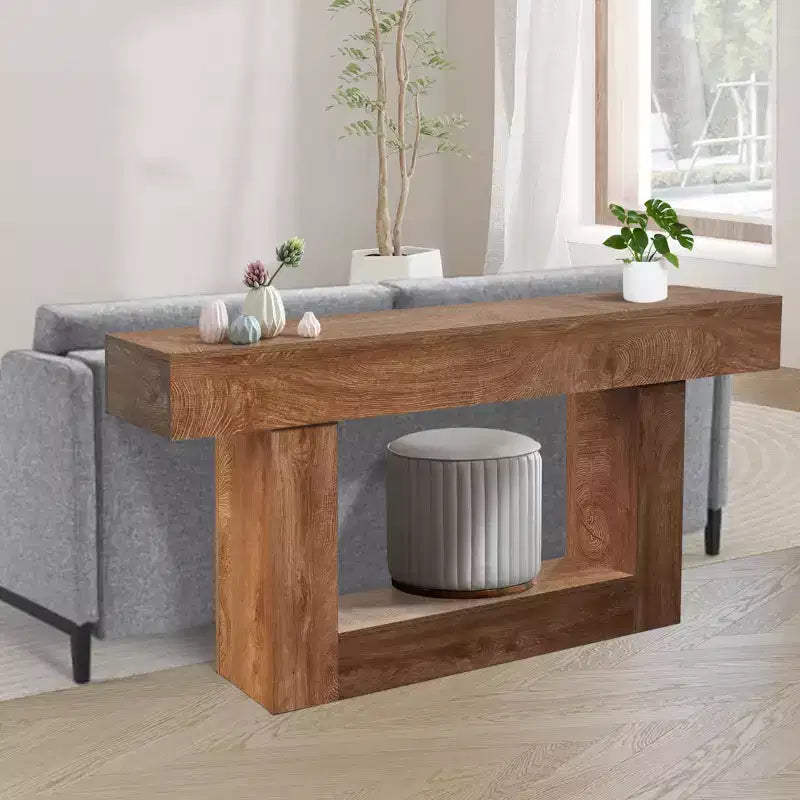 Table console en bois de 63 pouces, table de canapé rectangulaire pour entrée, couloir, salon et hall, style ferme