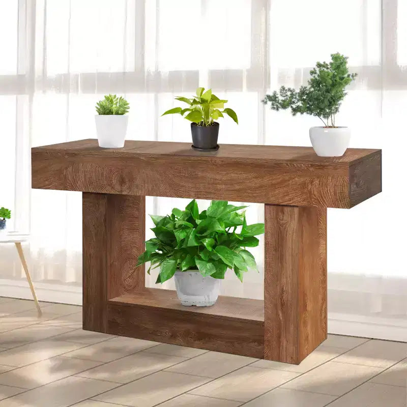 Table console en bois de 63 pouces, table de canapé rectangulaire pour entrée, couloir, salon et hall, style ferme