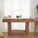 Table console en bois de 63 pouces, table de canapé rectangulaire pour entrée, couloir, salon et hall, style ferme