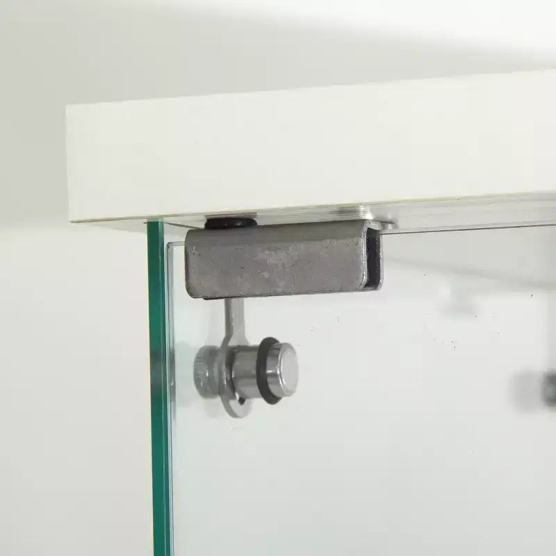 Vitrine en verre avec lumières LED, 4 étagères et porte, vitrine sur pied 164,3x42,4x36,3 cm, salon, chambre, bureau, blanc