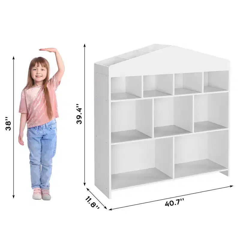 Étagère à Livres et Meuble de Rangement pour Enfants Modernes - Unité de Rangement à 9 Compartiments avec Fixations Murales de Sécurité, Résistante aux Rayures, Facile à Nettoyer pour la Maison, l'École