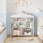 Étagère à Livres et Meuble de Rangement pour Enfants Modernes - Unité de Rangement à 9 Compartiments avec Fixations Murales de Sécurité, Résistante aux Rayures, Facile à Nettoyer pour la Maison, l'École