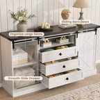 Commode de ferme 59 avec portes coulissantes, meuble TV à 4 tiroirs et coffre de rangement pour chambre ou salon