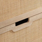 Meuble à chaussures en rotin naturel, étagère à chaussures à 2 portes basculantes avec tiroir, organiseur de chaussures autoportant avec étagère réglable pour couloir, entrée