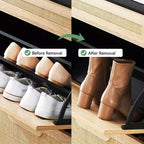 Meuble à chaussures en rotin naturel, étagère à chaussures à 2 portes basculantes avec tiroir, organiseur de chaussures autoportant avec étagère réglable pour couloir, entrée