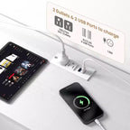 Meuble TV de 63 po pour téléviseurs jusqu'à 75 po - Commode en tissu avec station de recharge, lumières DEL, étagères ouvertes, commode à 12 tiroirs