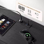 Meuble TV de 63 po pour téléviseurs jusqu'à 75 po - Commode en tissu avec station de recharge, lumières DEL, étagères ouvertes, commode à 12 tiroirs