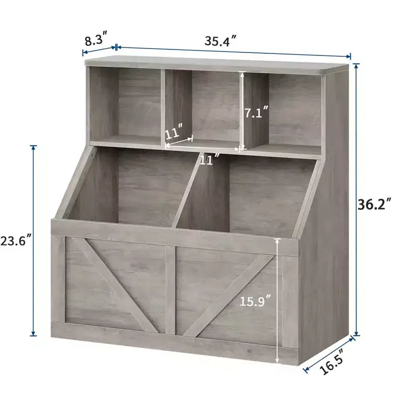 Étagère à Livres et Meuble de Rangement pour Jouets avec Armoire et Étagères, Bibliothèque pour Enfants pour Salle de Jeux, Chambre d'Enfant, Crèche et Montage Facile