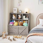 Étagère à Livres et Meuble de Rangement pour Jouets avec Armoire et Étagères, Bibliothèque pour Enfants pour Salle de Jeux, Chambre d'Enfant, Crèche et Montage Facile