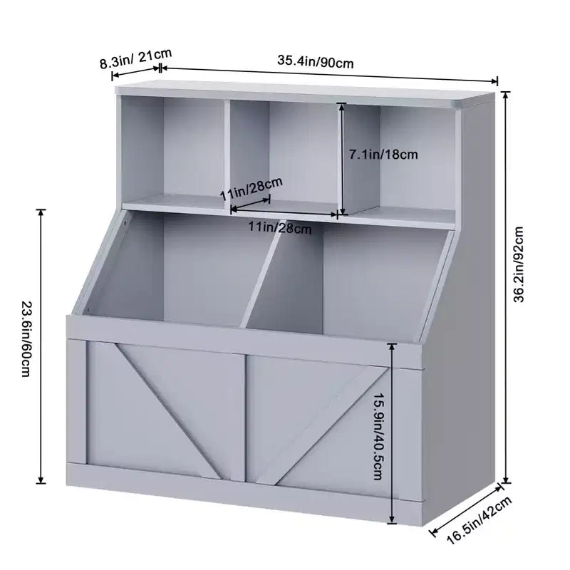 Étagère à Livres et Meuble de Rangement pour Jouets avec Armoire et Étagères, Bibliothèque pour Enfants pour Salle de Jeux, Chambre d'Enfant, Crèche et Montage Facile