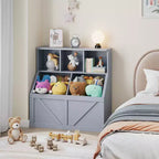 Étagère à Livres et Meuble de Rangement pour Jouets avec Armoire et Étagères, Bibliothèque pour Enfants pour Salle de Jeux, Chambre d'Enfant, Crèche et Montage Facile