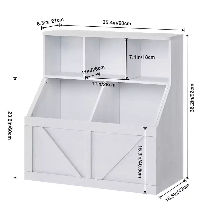 Étagère à Livres et Meuble de Rangement pour Jouets avec Armoire et Étagères, Bibliothèque pour Enfants pour Salle de Jeux, Chambre d'Enfant, Crèche et Montage Facile