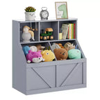 Étagère à Livres et Meuble de Rangement pour Jouets avec Armoire et Étagères, Bibliothèque pour Enfants pour Salle de Jeux, Chambre d'Enfant, Crèche et Montage Facile