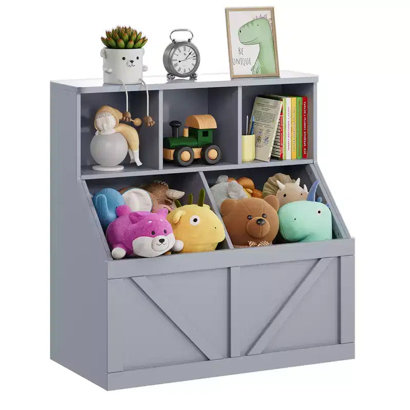 Étagère à Livres et Meuble de Rangement pour Jouets avec Armoire et Étagères, Bibliothèque pour Enfants pour Salle de Jeux, Chambre d'Enfant, Crèche et Montage Facile