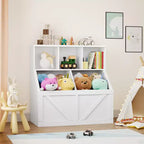Étagère à Livres et Meuble de Rangement pour Jouets avec Armoire et Étagères, Bibliothèque pour Enfants pour Salle de Jeux, Chambre d'Enfant, Crèche et Montage Facile