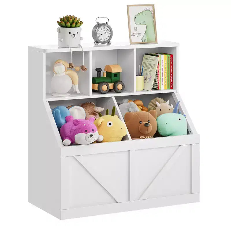 Étagère à Livres et Meuble de Rangement pour Jouets avec Armoire et Étagères, Bibliothèque pour Enfants pour Salle de Jeux, Chambre d'Enfant, Crèche et Montage Facile