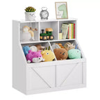 Étagère à Livres et Meuble de Rangement pour Jouets avec Armoire et Étagères, Bibliothèque pour Enfants pour Salle de Jeux, Chambre d'Enfant, Crèche et Montage Facile