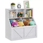 Étagère à Livres et Meuble de Rangement pour Jouets avec Armoire et Étagères, Bibliothèque pour Enfants pour Salle de Jeux, Chambre d'Enfant, Crèche et Montage Facile
