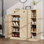 Meuble à chaussures avec portes et tiroirs, meuble de rangement pour chaussures de 106,7 cm de haut avec étagères réglables et dispositif anti-basculement, organisateur de chaussures moderne pour entrée, couloir