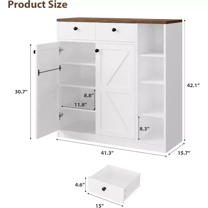 Meuble à chaussures avec portes et tiroirs, meuble de rangement pour chaussures de 106,7 cm de haut avec étagères réglables et dispositif anti-basculement, organisateur de chaussures moderne pour entrée, couloir
