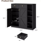 Meuble à chaussures avec portes et tiroirs, meuble de rangement pour chaussures de 106,7 cm de haut avec étagères réglables et dispositif anti-basculement, organisateur de chaussures moderne pour entrée, couloir