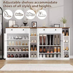 Meuble à chaussures avec portes et tiroirs, meuble de rangement pour chaussures de 106,7 cm de haut avec étagères réglables et dispositif anti-basculement, organisateur de chaussures moderne pour entrée, couloir