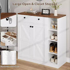 Meuble à chaussures avec portes et tiroirs, meuble de rangement pour chaussures de 106,7 cm de haut avec étagères réglables et dispositif anti-basculement, organisateur de chaussures moderne pour entrée, couloir