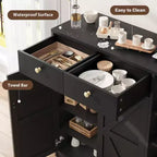 Meuble à chaussures avec portes et tiroirs, meuble de rangement pour chaussures de 106,7 cm de haut avec étagères réglables et dispositif anti-basculement, organisateur de chaussures moderne pour entrée, couloir