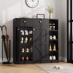 Shoe Cabinet with Doors & Drawers,42Tall Shoe Storage Cabinet with Adjustable Shelves & Anti-tip,Modern Shoe Rack Organizer for Entryway,Hallway