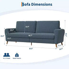 Canapé 84 po, Canapé 3 places pour Salon, Causeuse Moderne, Canapé Bouclé avec Assises Profondes et Accoudoirs Larges, Pieds en Bois, Montage Facile pour la Maison