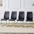Faux Leather Dining Chairs Set of 4,Modern High Back Armless Upholstered Kitchen Chairs,Kitchen Chair with Metal Leg for Kitchen Dining Room
