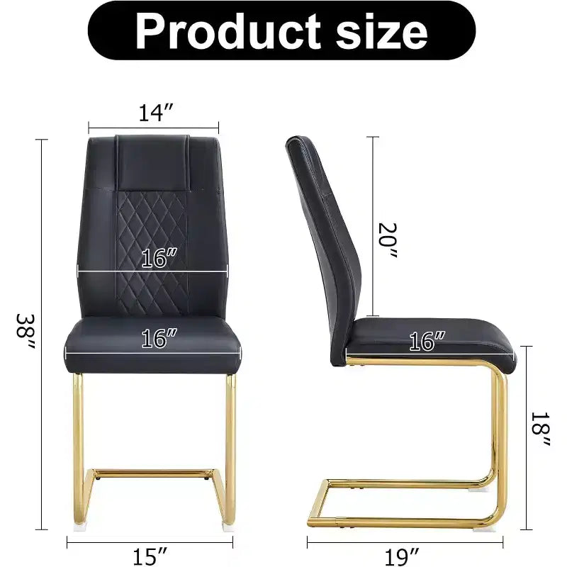 Chaises de salle à manger en similicuir, chaises de cuisine modernes sans accoudoirs à dossier haut et rembourrées, chaises de cuisine avec pieds en métal pour salle à manger (lot de 4)