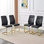 Chaises de salle à manger en similicuir, chaises de cuisine modernes sans accoudoirs à dossier haut et rembourrées, chaises de cuisine avec pieds en métal pour salle à manger (lot de 4)
