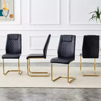 Chaises de salle à manger en similicuir, chaises de cuisine modernes sans accoudoirs à dossier haut et rembourrées, chaises de cuisine avec pieds en métal pour salle à manger (lot de 4)