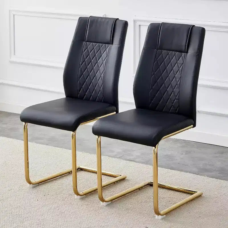 Chaises de salle à manger en similicuir, chaises de cuisine modernes sans accoudoirs à dossier haut et rembourrées, chaises de cuisine avec pieds en métal pour salle à manger (lot de 4)