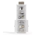 63,8 po Meuble de rangement d'angle haut avec étagères réglables, armoire d'appoint moderne autoportante pour salle de bain, cuisine, salon