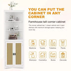 63,8 po Meuble de rangement d'angle haut avec étagères réglables, armoire d'appoint moderne autoportante pour salle de bain, cuisine, salon