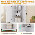 63,8 po Meuble de rangement d'angle haut avec étagères réglables, armoire d'appoint moderne autoportante pour salle de bain, cuisine, salon