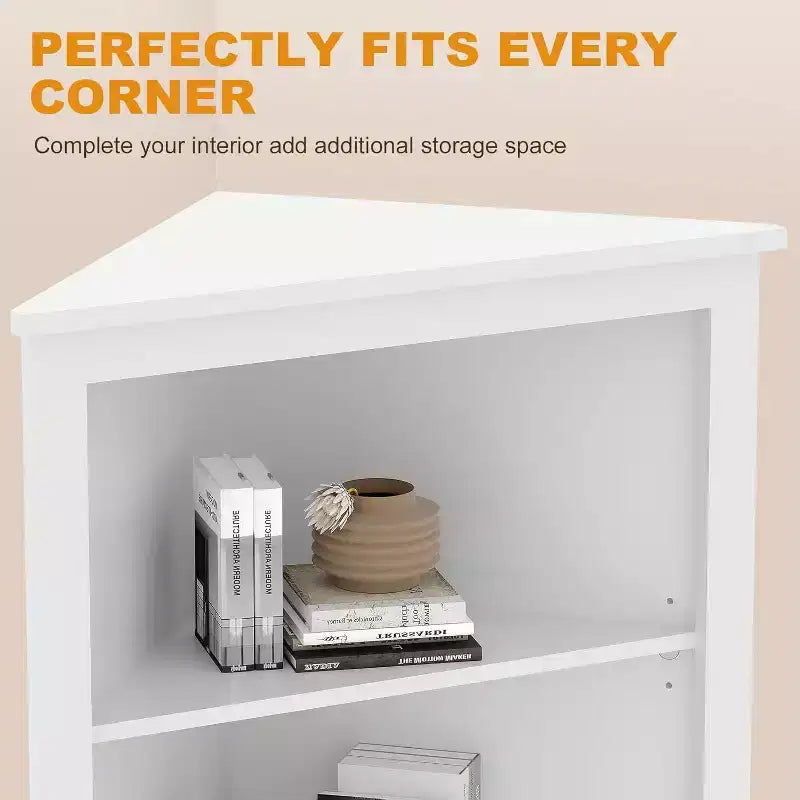 63,8 po Meuble de rangement d'angle haut avec étagères réglables, armoire d'appoint moderne autoportante pour salle de bain, cuisine, salon