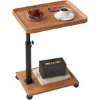 Table d'appoint en C à roulettes - Table de lit/canapé réglable en hauteur et pivotant à 360°