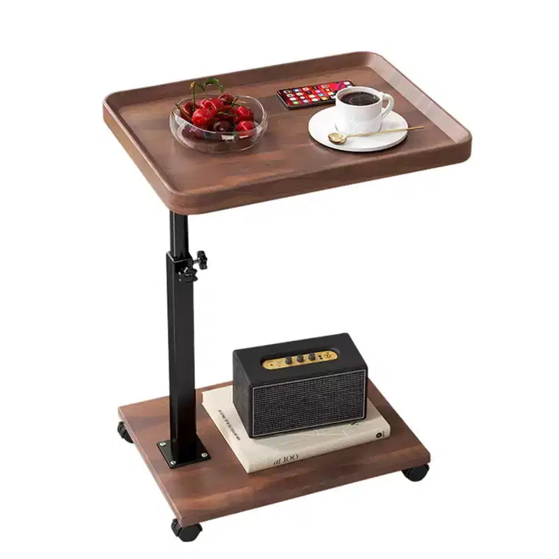Table d'appoint en C à roulettes - Table de lit/canapé réglable en hauteur et pivotant à 360°