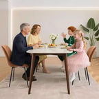 Chaises de salle à manger en similicuir, chaises d'appoint rembourrées de style moderne du milieu du siècle avec pieds en métal pour la cuisine et le salon (lot de 2)