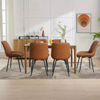 Chaises de salle à manger en similicuir, chaises d'appoint rembourrées de style moderne du milieu du siècle avec pieds en métal pour la cuisine et le salon (lot de 2)
