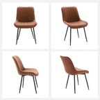 Chaises de salle à manger en similicuir, chaises d'appoint rembourrées de style moderne du milieu du siècle avec pieds en métal pour la cuisine et le salon (lot de 2)