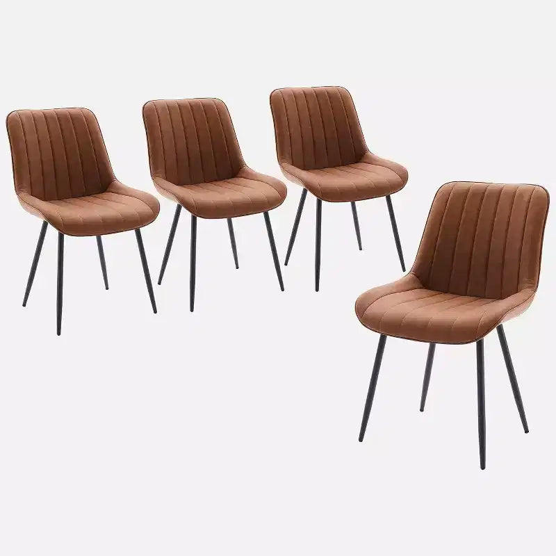Chaises de salle à manger en similicuir, chaises d'appoint rembourrées de style moderne du milieu du siècle avec pieds en métal pour la cuisine et le salon (lot de 2)