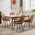 Chaises de salle à manger en similicuir, chaises d'appoint rembourrées de style moderne du milieu du siècle avec pieds en métal pour la cuisine et le salon (lot de 2)